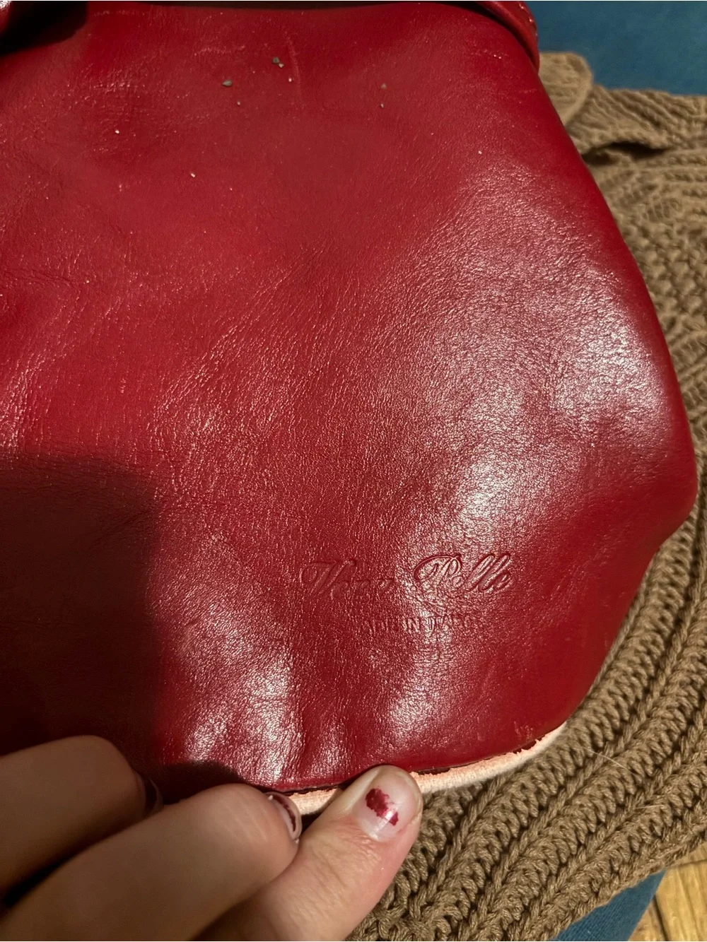 Red Leather Women's Backpack - Vera Pelle, Genuine Leather